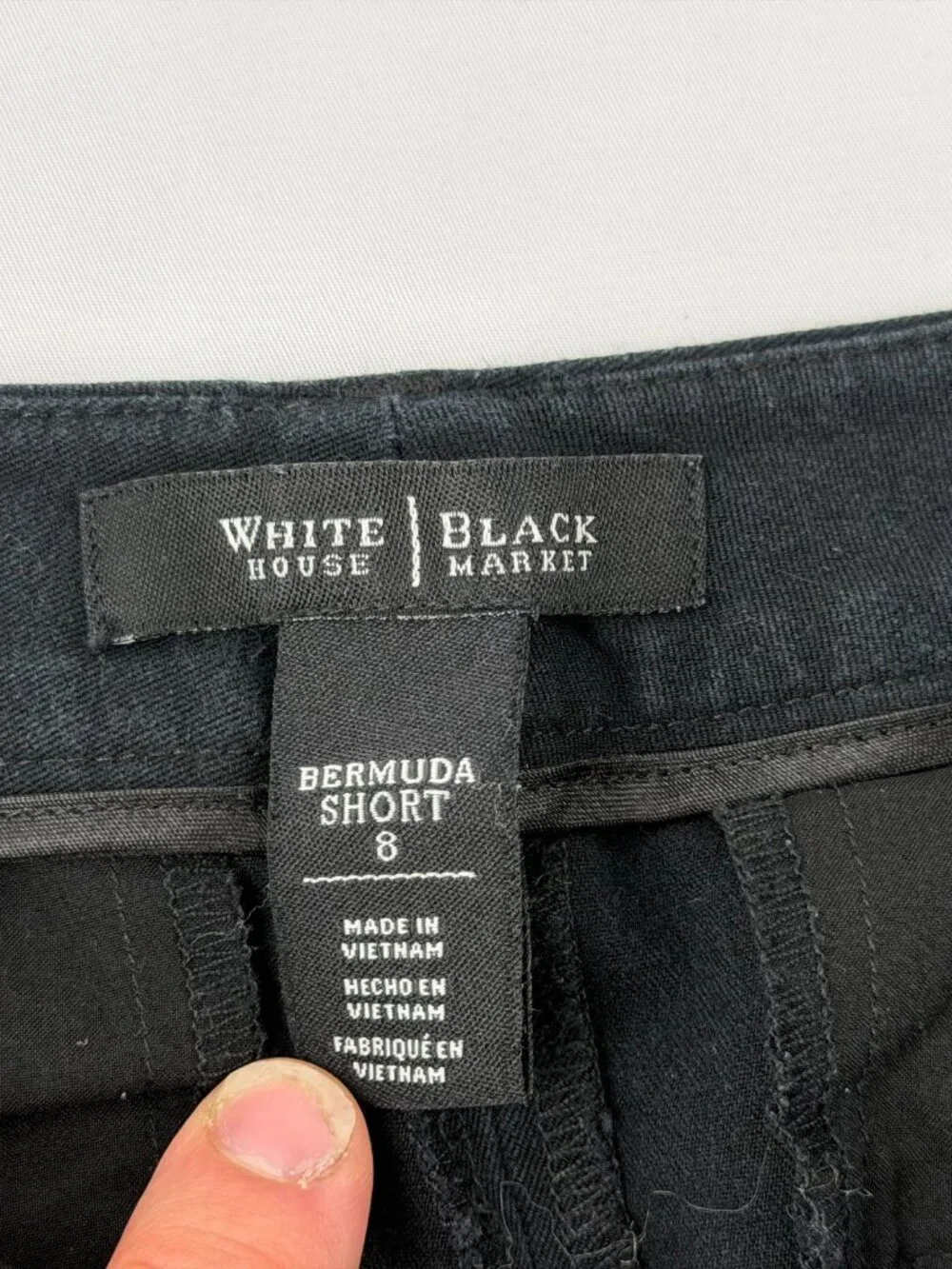White House Black Market Women Black Bermuda Shorts Cotton Blend Size 8